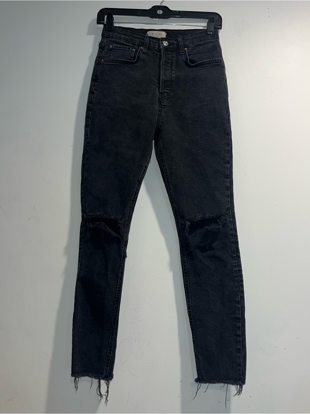 WE THE FREE FP Raw hem button-fly skinny jeans